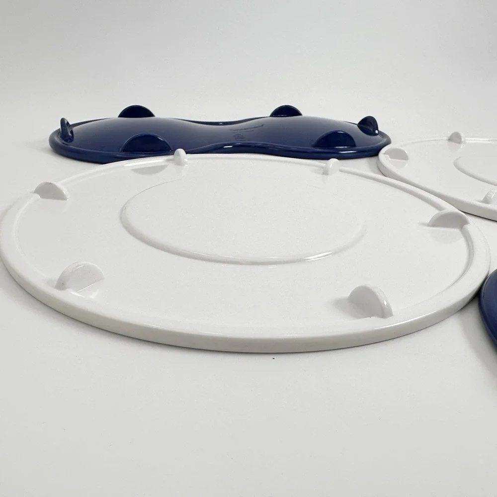 Tupperware 2 Spoon Rests 2 Round Trivets Blue White Green Kitchen Lot Melamine